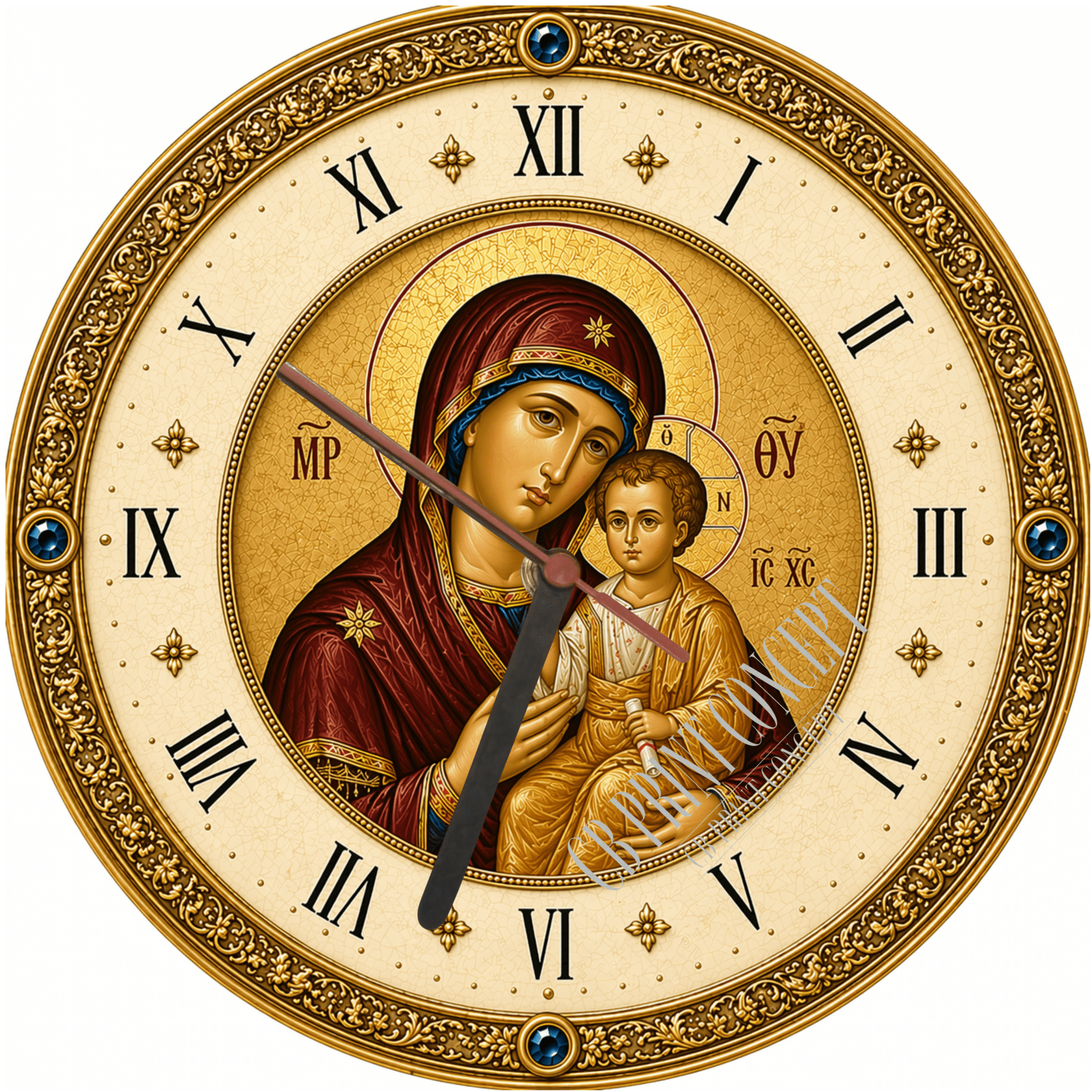 Orthodox Wall Clock – Virgin Mary Icon | High - Quality Wall Clocks | Buy Now at CB Print Concept