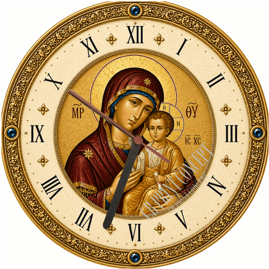 Orthodox Wall Clock – Virgin Mary Icon | High - Quality Wall Clocks | Buy Now at CB Print Concept