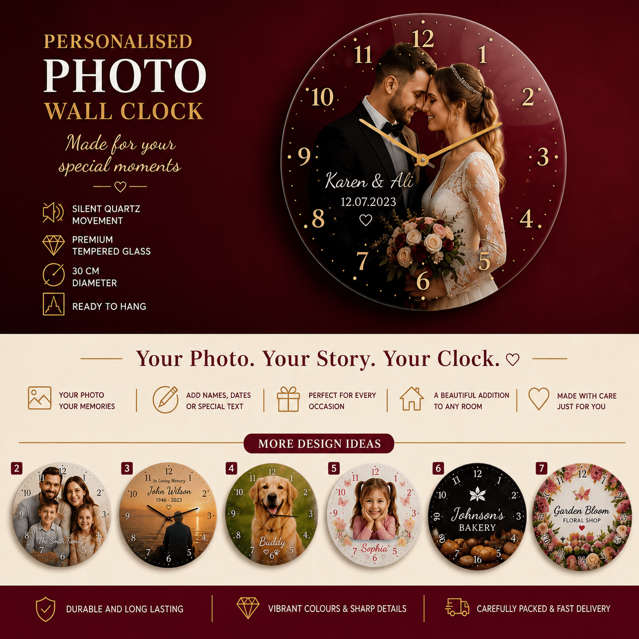 Personalised Photo Wall Clock | High-Quality Personalised Wall Clock | Buy Now at CB Print Concept