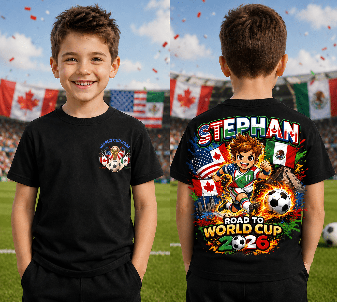 Personalised World Cup 2026 Football T-Shirt | High-Quality Personalised Kids T-Shirts | Buy Now at CB Print Concept