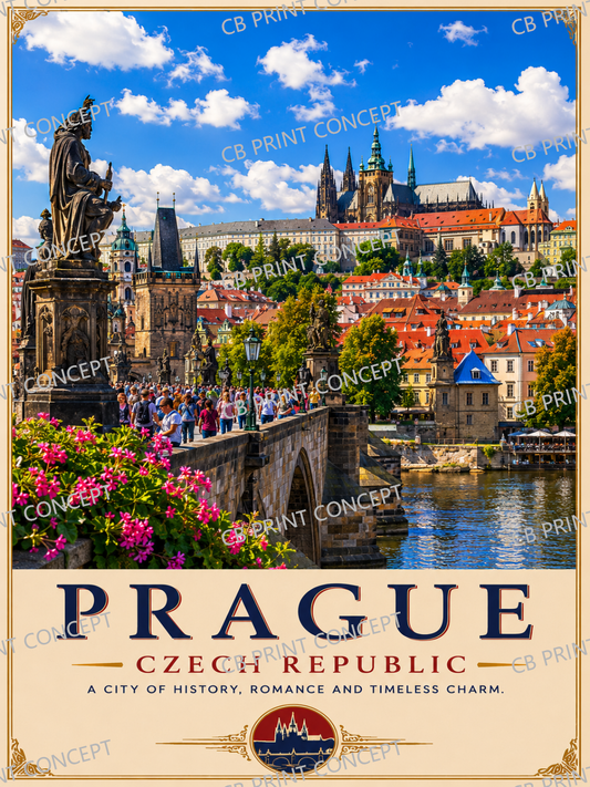 Prague Travel Poster | High-Quality Posters | Buy Now at CB Print Concept