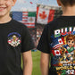 Personalised World Cup 2026 football T-shirt for kids featuring custom name and colourful football-inspired design