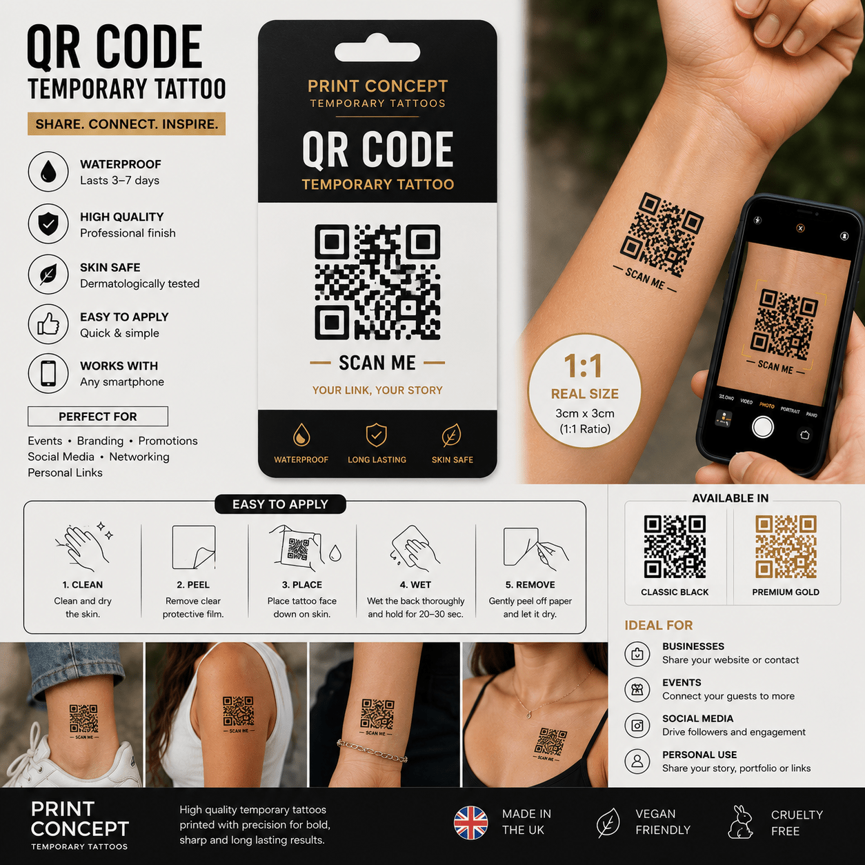 QR Code Tattoos | High - Quality Temporary Tattoos | Buy Now at CB Print Concept