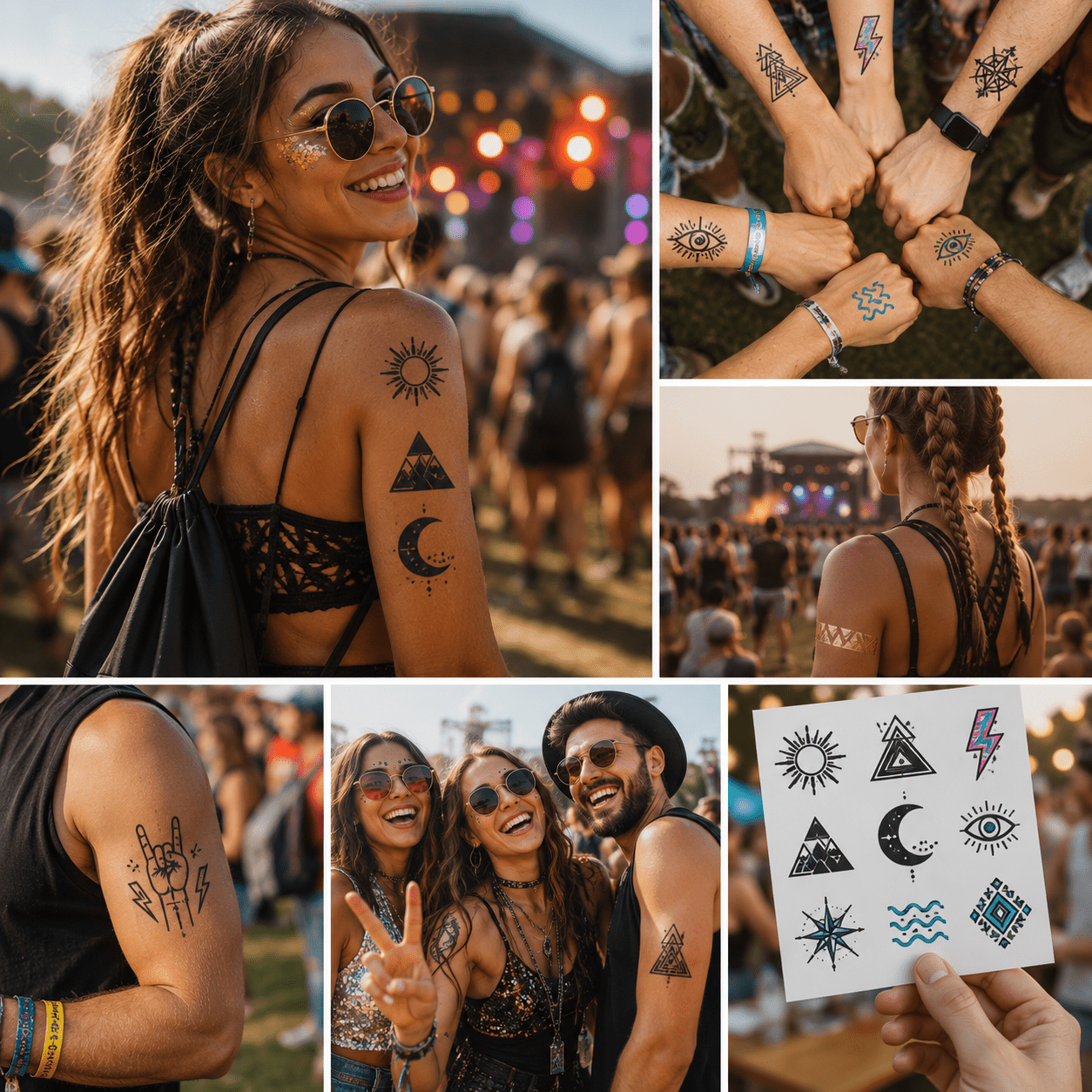 Festival marketing temporary tattoos used for music festivals, brand activations and promotional event campaigns