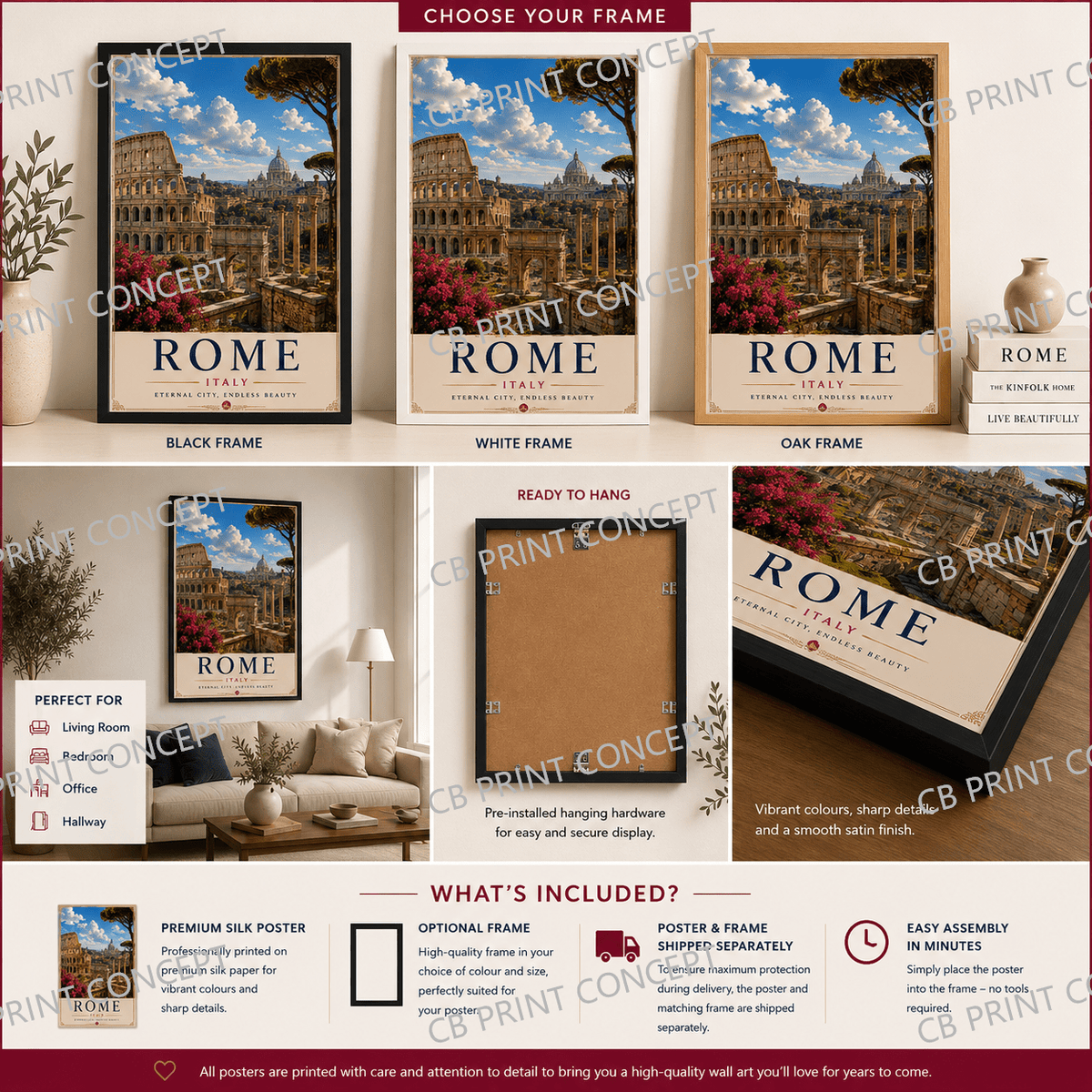 Rome Travel Poster | High-Quality Posters | Buy Now at CB Print Concept