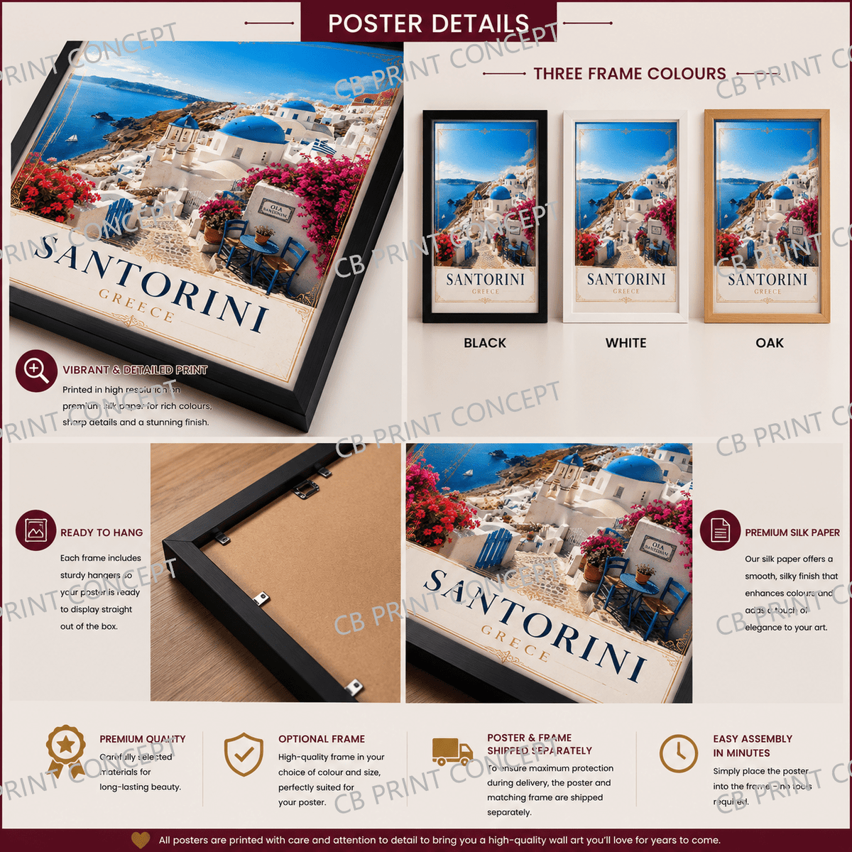 Santorini Travel Poster | High-Quality Posters | Buy Now at CB Print Concept