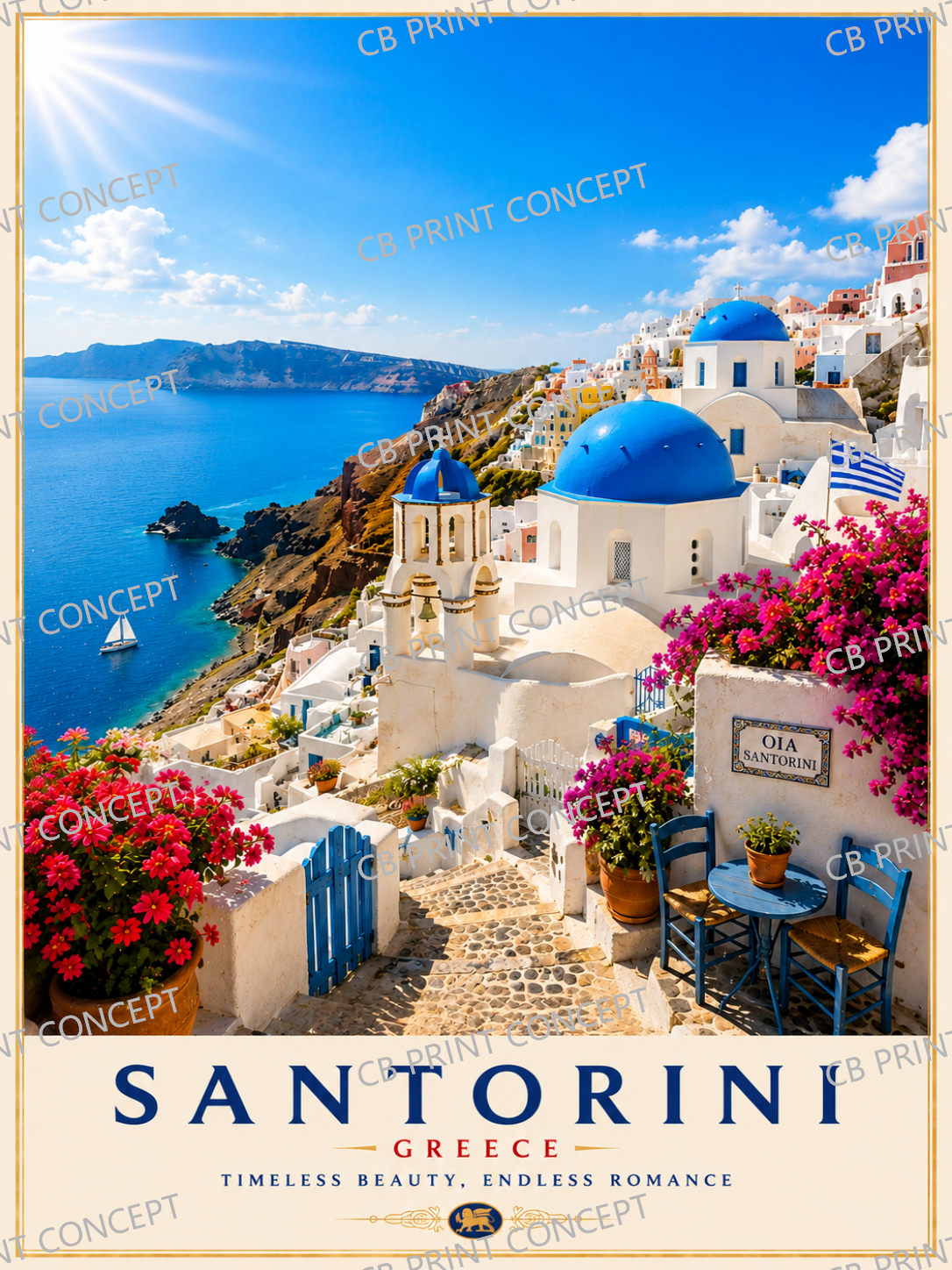 Santorini Travel Poster | High-Quality Posters | Buy Now at CB Print Concept