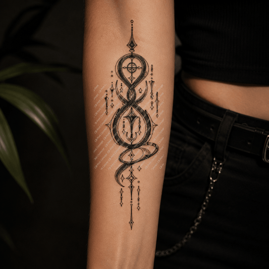 Solar Eclipse Line Art Tattoo | High - Quality Temporary Tattoos | Buy Now at CB Print Concept
