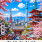 Tokyo Travel Poster featuring iconic Japanese city skyline, modern architecture, vibrant streets and luxury travel artwork.