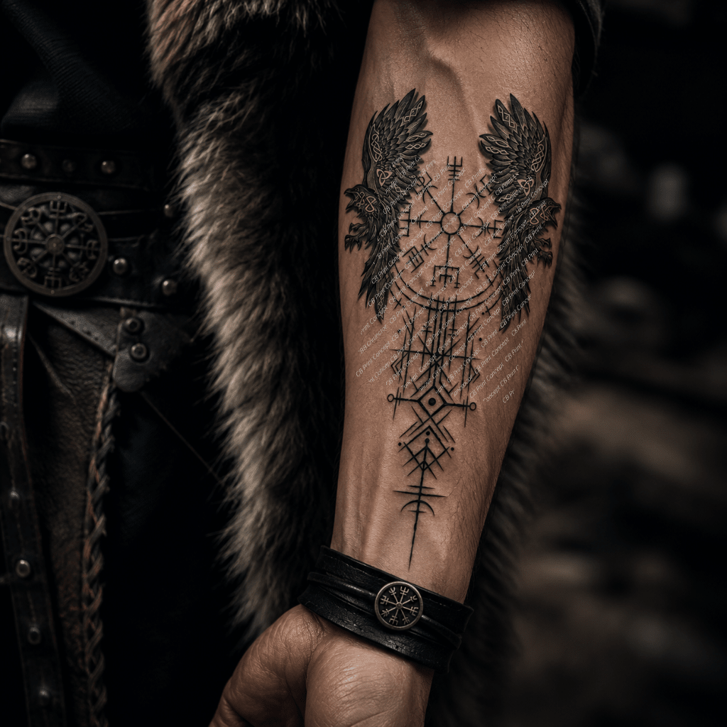 Viking Raven Sigil Tattoo | High - Quality Temporary Tattoos | Buy Now at CB Print Concept
