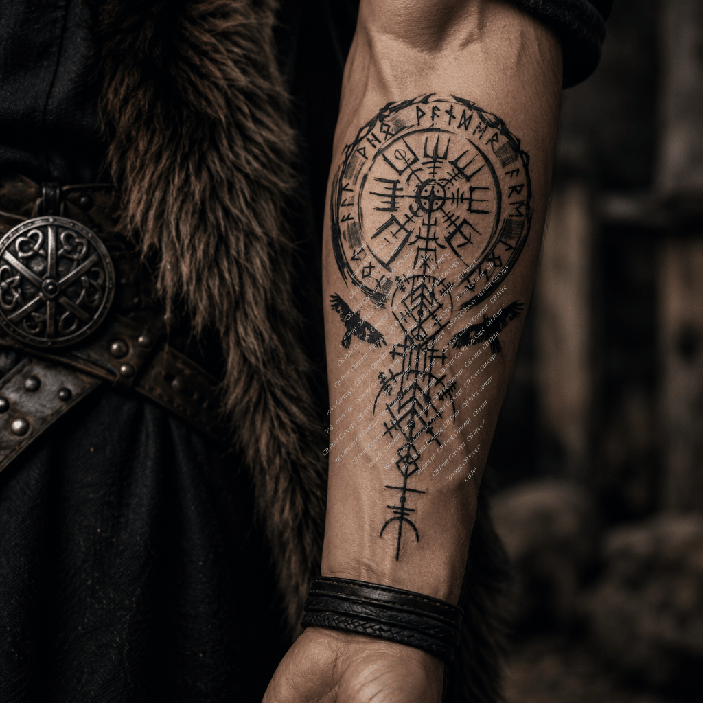 Viking Rune Compass Tattoo | High - Quality Temporary Tattoos | Buy Now at CB Print Concept