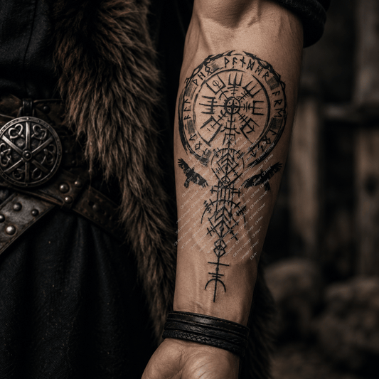 Viking Rune Compass Tattoo | High - Quality Temporary Tattoos | Buy Now at CB Print Concept