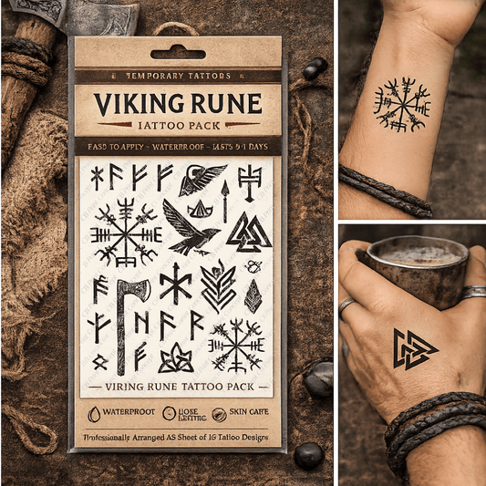 Viking Rune Tattoo Pack | High - Quality Temporary Tattoos | Buy Now at CB Print Concept