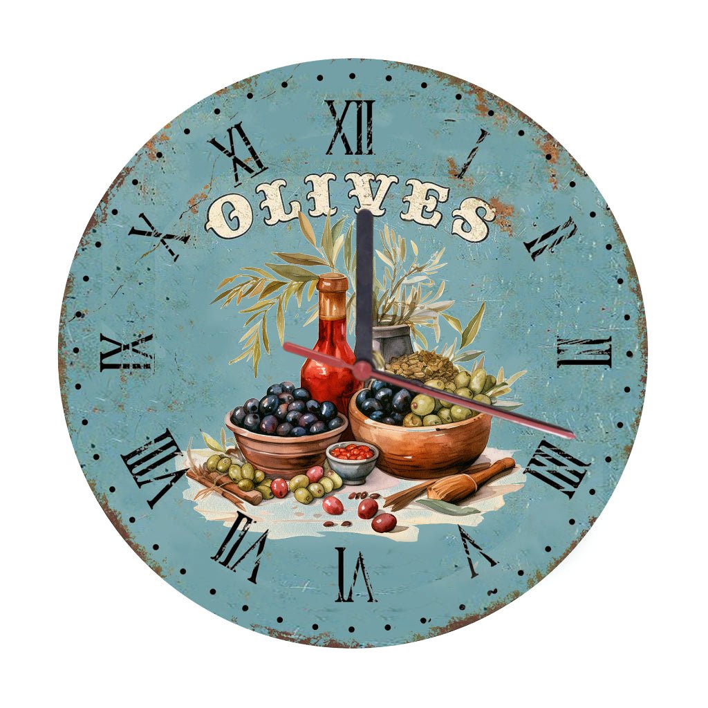Vintage Olive Wall Clock - Print Concept