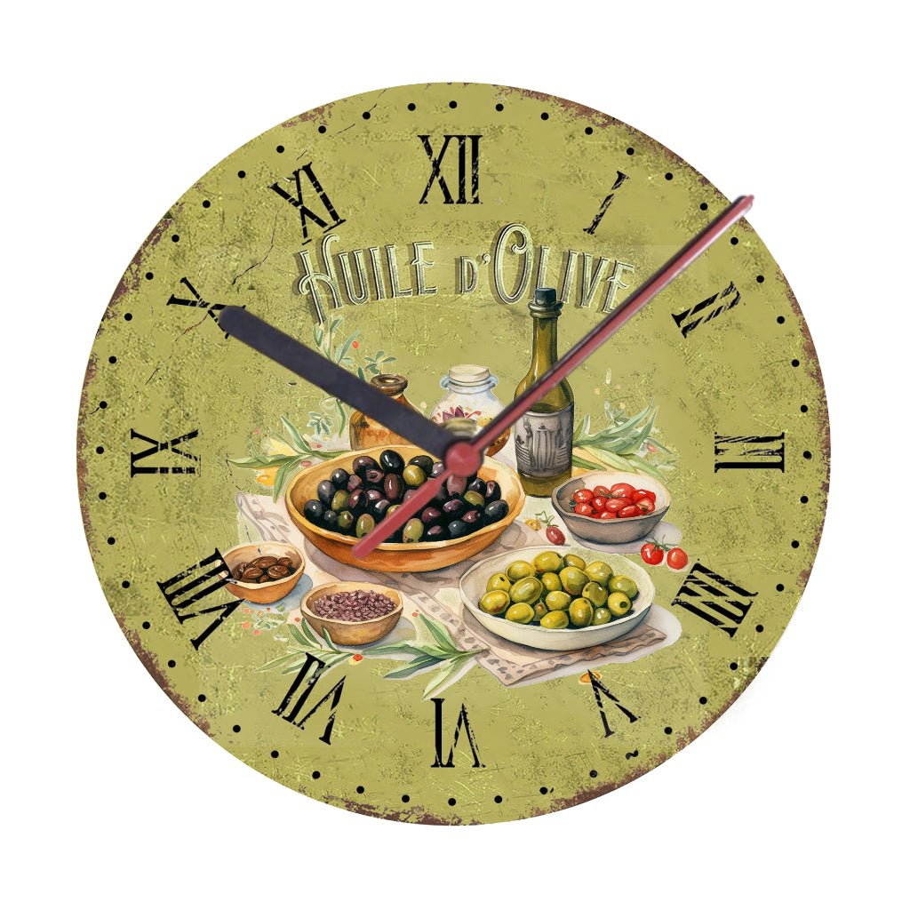 Vintage Olive Wall Clock - Print Concept
