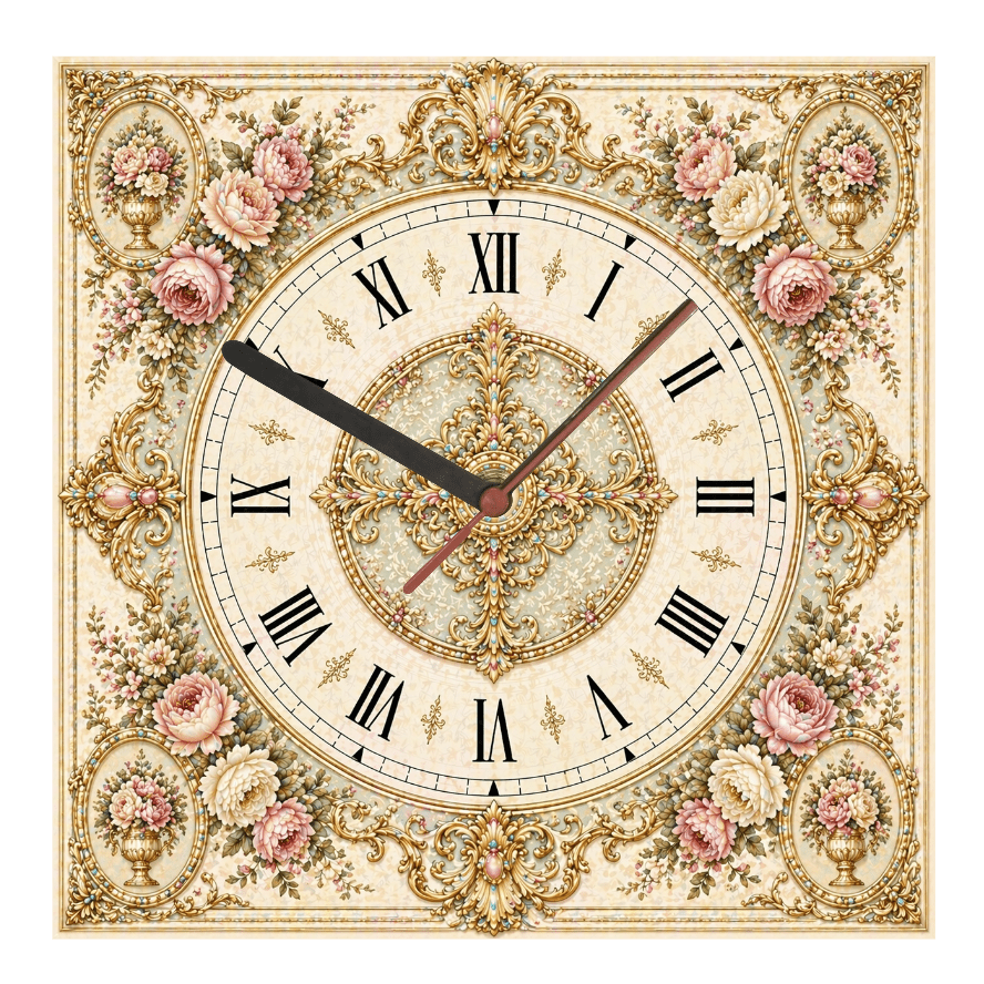 Vintage Rococo Wall Clock – Ornate Floral Design | High - Quality Wall Clocks | Buy Now at CB Print Concept
