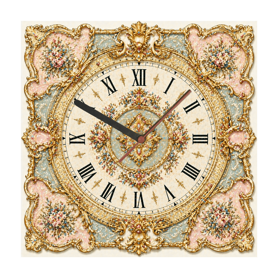 Vintage Rococo Wall Clock – Ornate Floral Design | High - Quality Wall Clocks | Buy Now at CB Print Concept