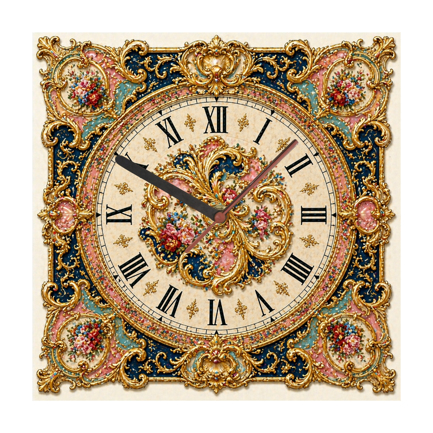 Vintage Rococo Wall Clock – Ornate Floral Design | High - Quality Wall Clocks | Buy Now at CB Print Concept
