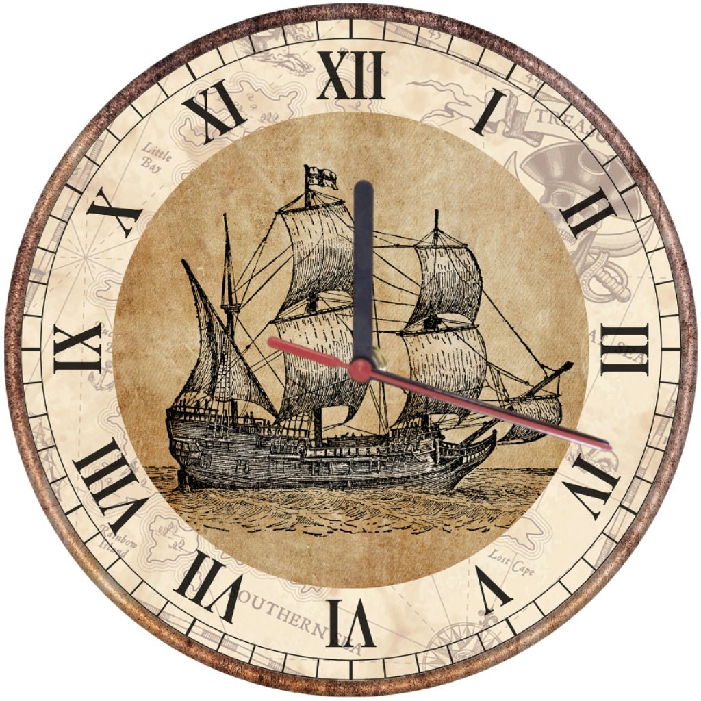 Wall Clock Antic Sailing Ship - Print Concept