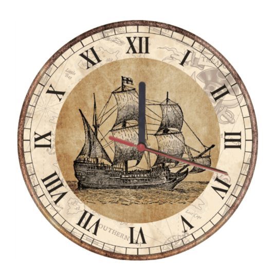 Wall Clock Antic Sailing Ship | High - Quality Wall Clocks | Buy Now at CB Print Concept