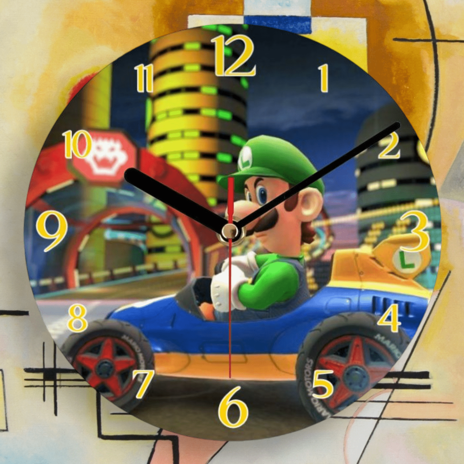 Mario Character Clock - Fun Printed Glass Wall Decor | CB Print Concept